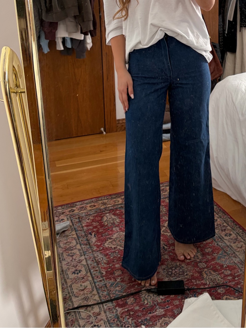 Wrangler Dark Blue Wide Leg High-Rise Jeans